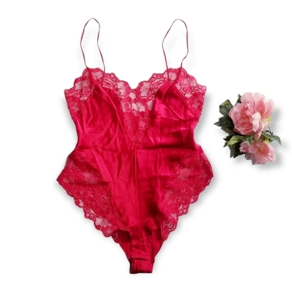 ADAGIO by Patricia Fieldwalker Vintage 80s Silk Lace Linegrie Teddy Bodysuit M - Picture 7 of 16